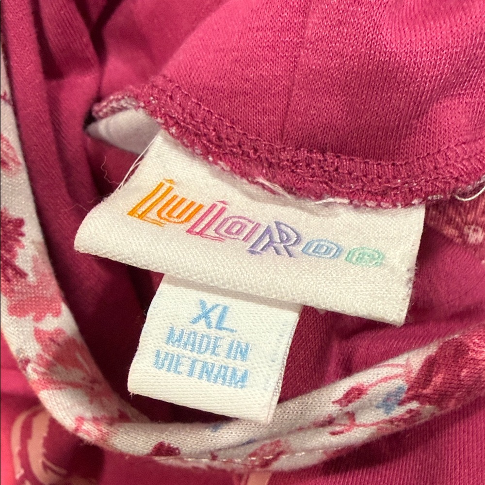 LuLaRoe Floral Pink Hoodie with Heart Design - Picture 6 of 7